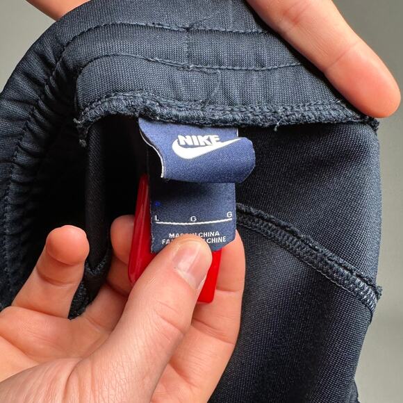 Nike Sweatpants Navy Blue Polyester White Swoosh Relaxed Fit - Picture 4 of 4